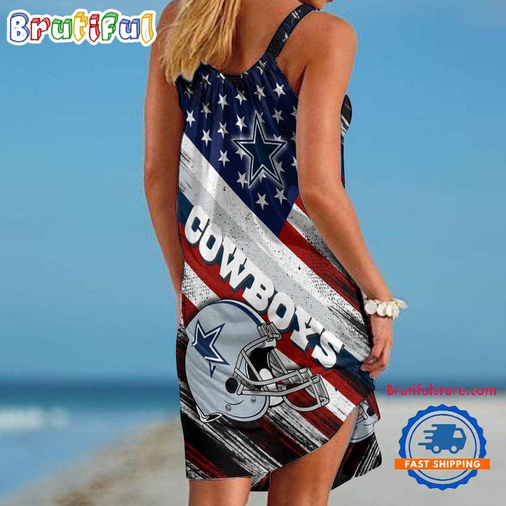 Dallas Cowboys USA Independence Day Women's Summer Beach Sling Dress