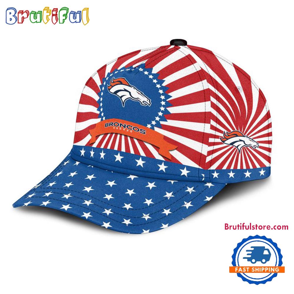 Denver Broncos American Flag Pattern Independence Day Baseball Cap