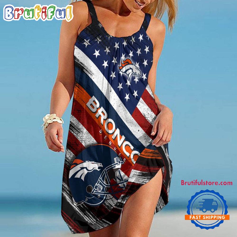 Denver Broncos USA Independence Day Women's Summer Beach Sling Dress
