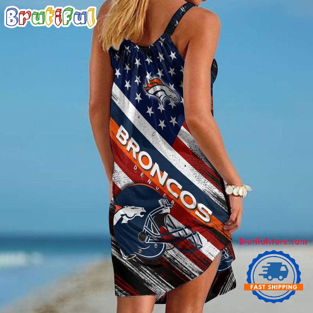 Denver Broncos USA Independence Day Women's Summer Beach Sling Dress