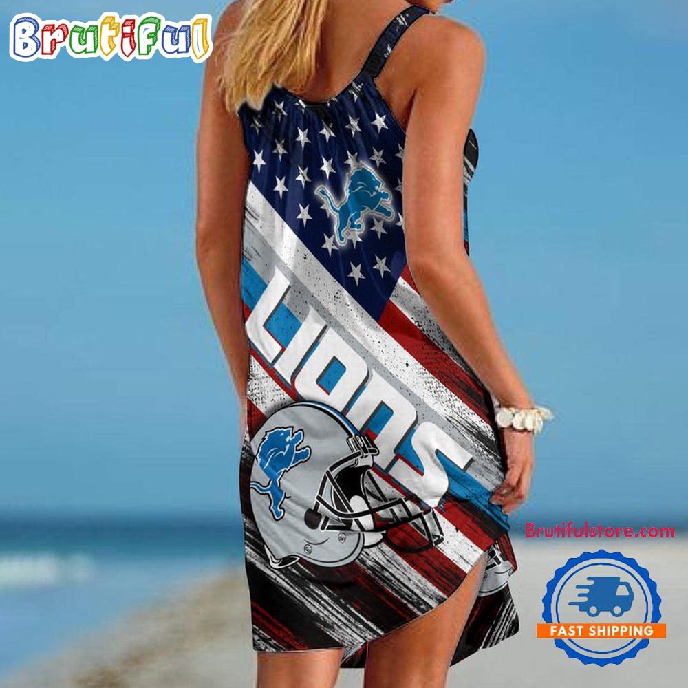Detroit Lions USA Independence Day Women's Summer Beach Sling Dress