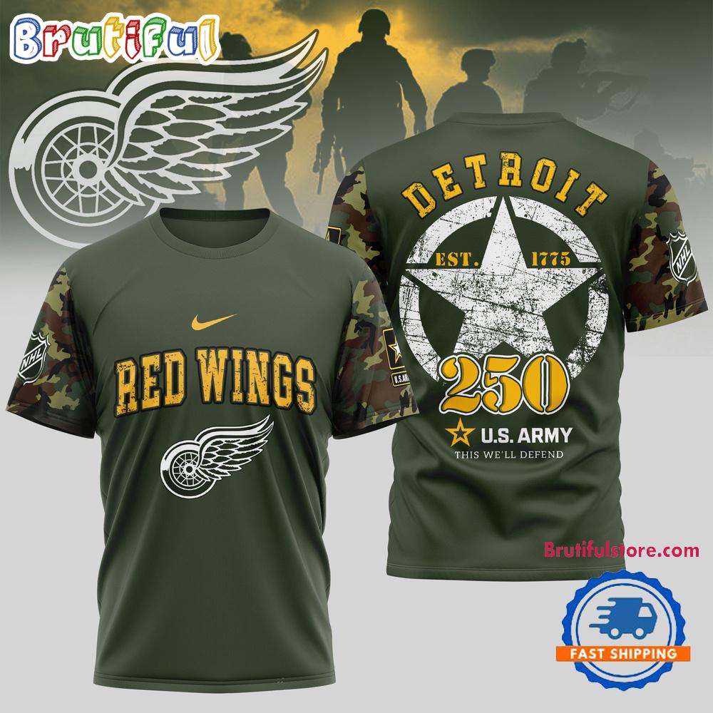 Detroit Red Wings NHL 250 Years US Army Limited 3D Shirt