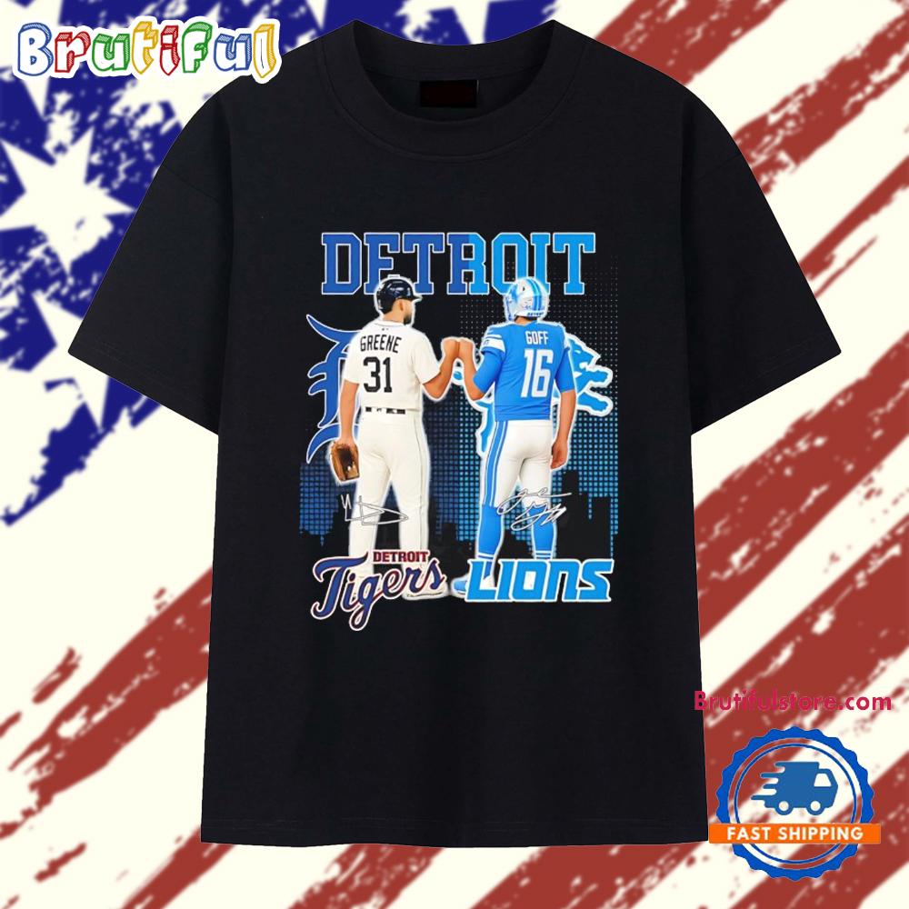 Detroit Tigers Riley Greene and Detroit Lions Jared Goff Signatures T Shirt