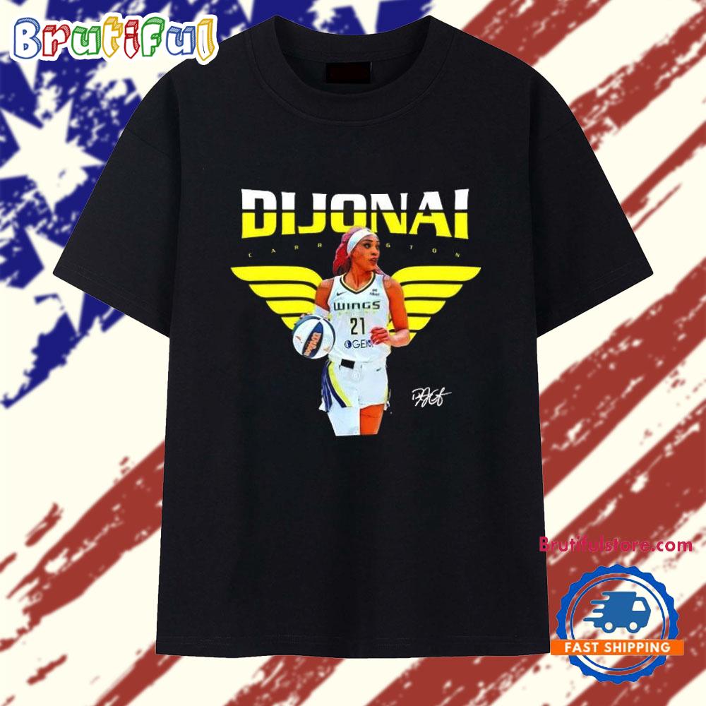 Dijonai Carrington portrait signature Dallas Wings T Shirt