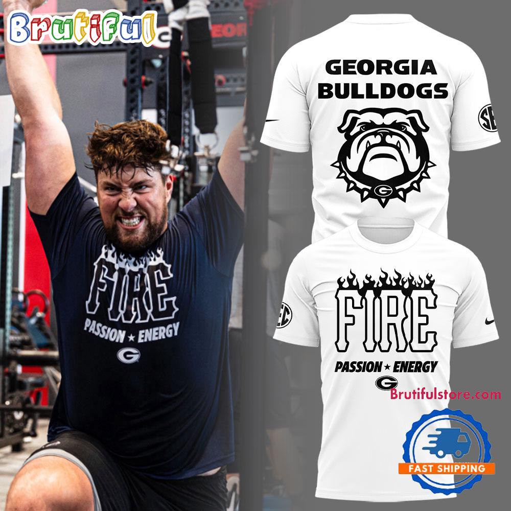 Georgia Bulldogs Football FIRE 2025 White Shirt