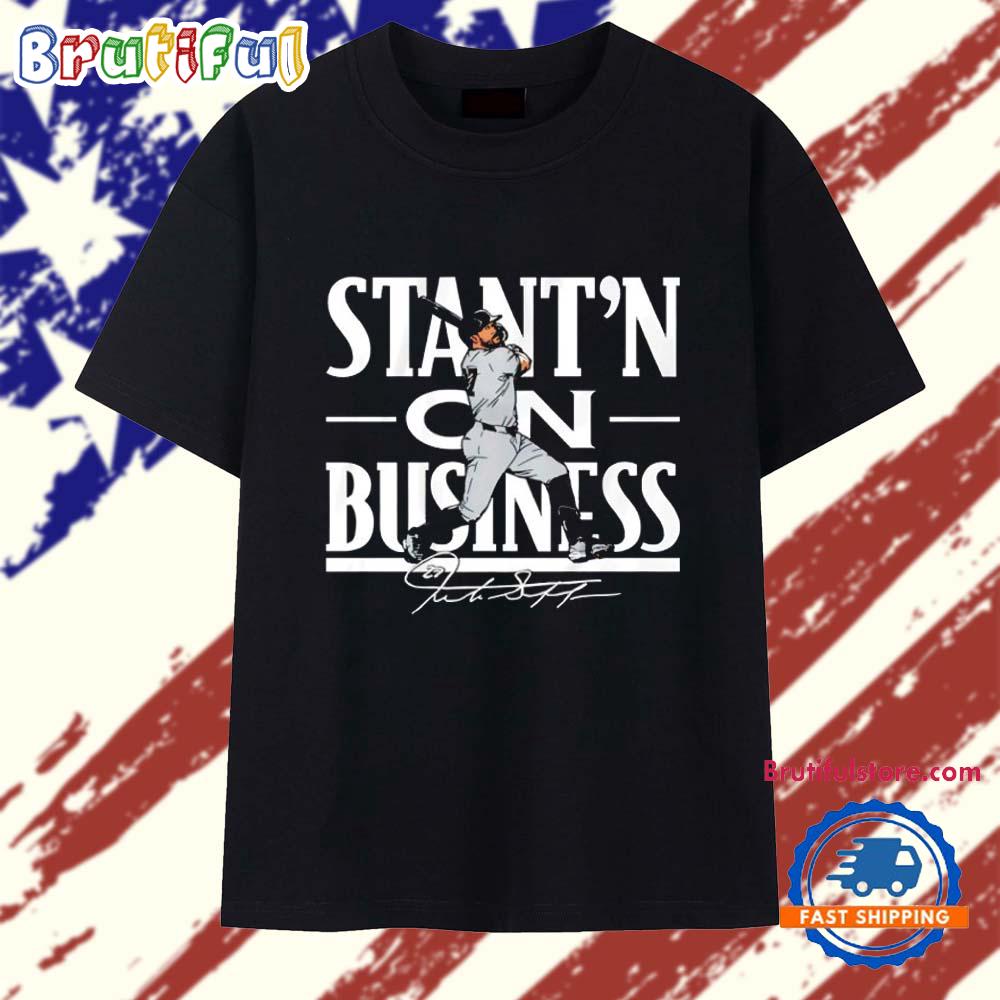 Giancarlo Stanton New York Yankees Stant’n on Business Signature T Shirt