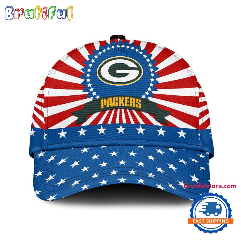 Green Bay Packers American Flag Pattern Independence Day Baseball Cap