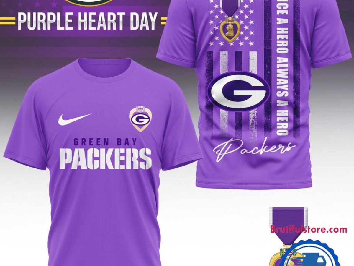 Green Bay Packers National Purple Heart Day Limited Edition 3D Shirt