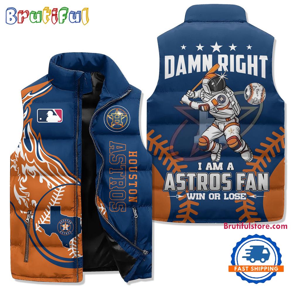 Houston Astros Sporty Mascot Design Sleeveless Puffer Jacket