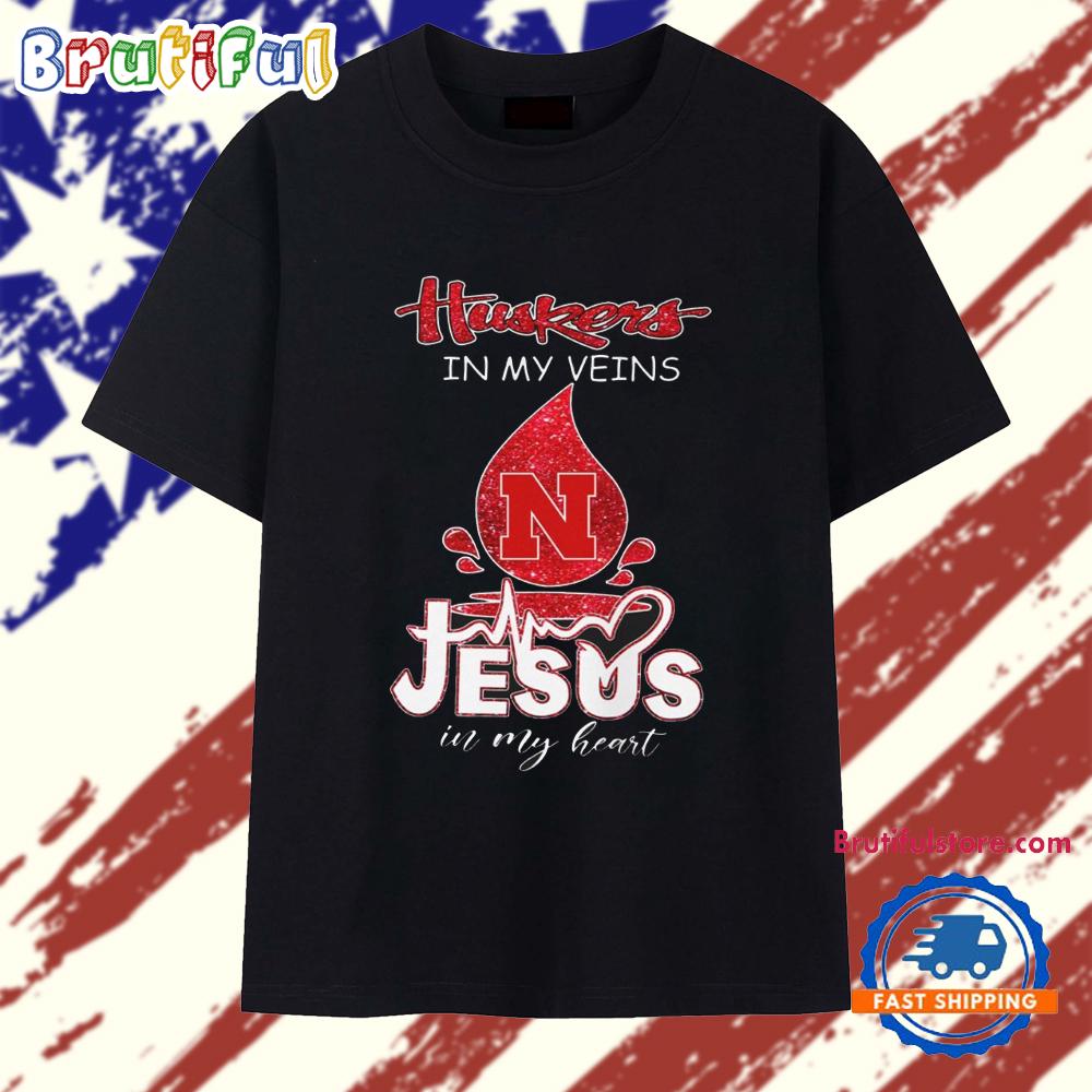Huskers In My Veins Jesus In My Heart 2025 T Shirt