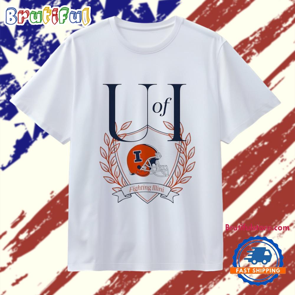Illinois Fighting Irish Football helmet laurel U of I T Shirt