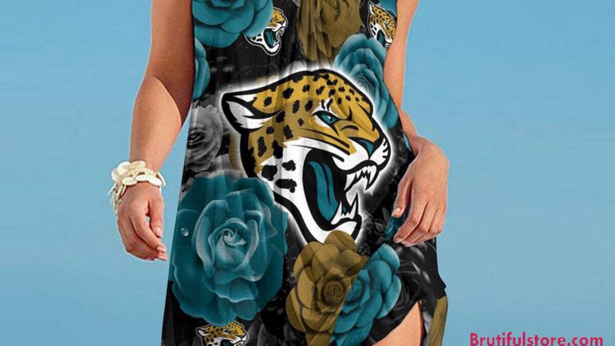 jaguars jersey dress Jacksonville Jaguars Flower Women's Summer Beach Sling Dress