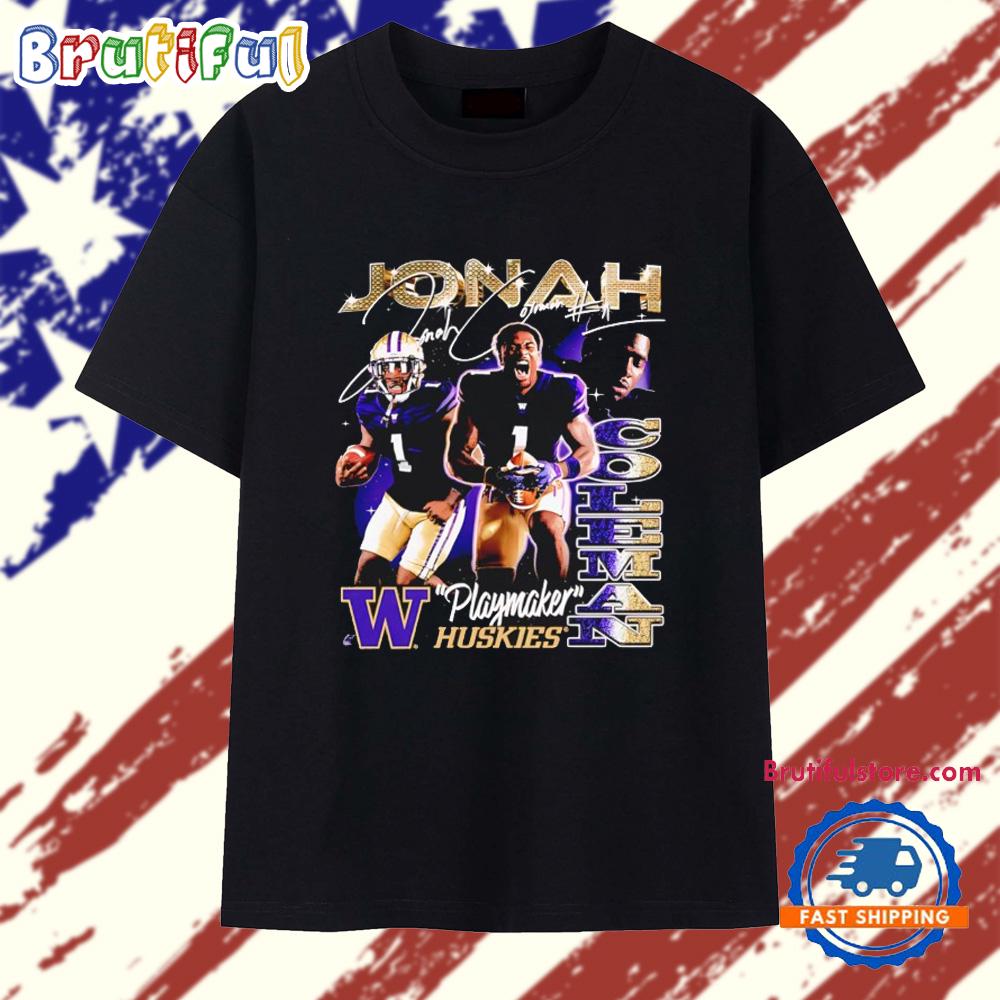 Jonah Coleman Washington Huskies Playmaker Signature Graphic T Shirt
