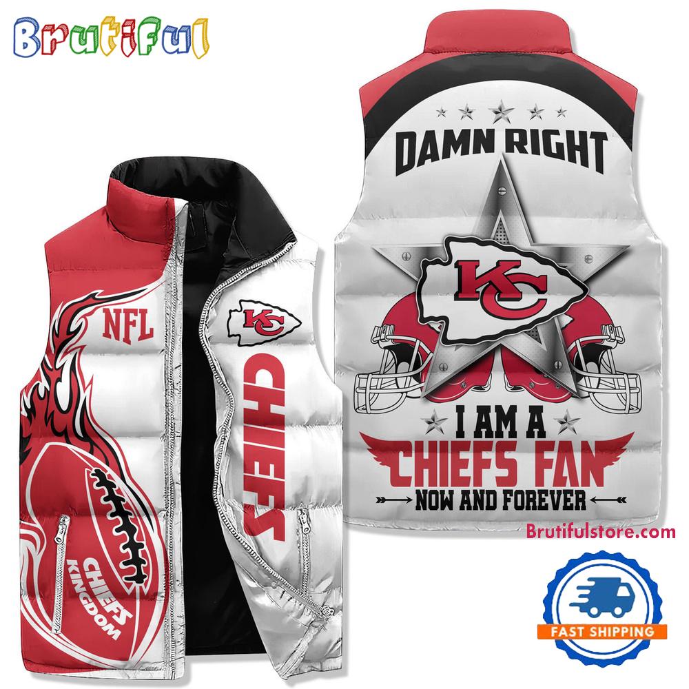 Kansas City Chiefs Sporty Mascot Design Sleeveless Puffer Jacket
