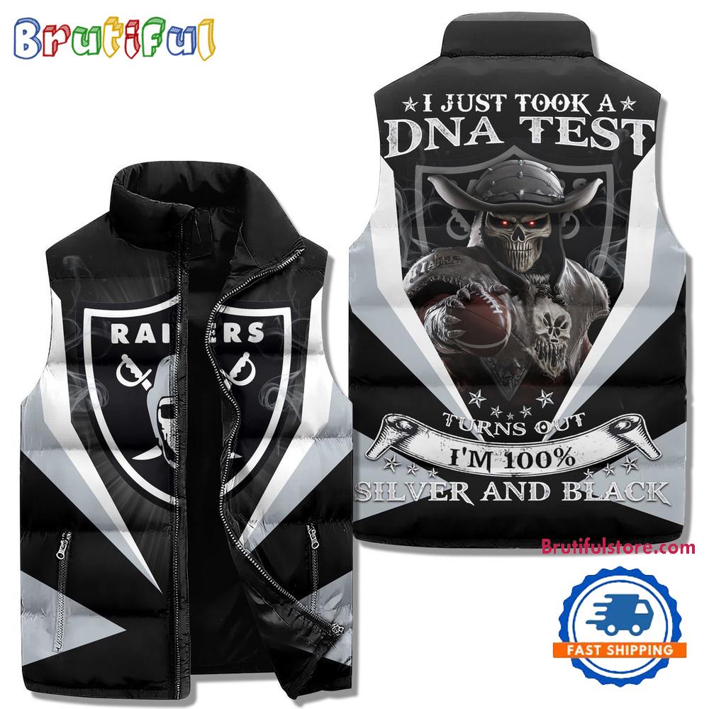 Las Vegas Raiders Sporty Mascot Design Sleeveless Puffer Jacket