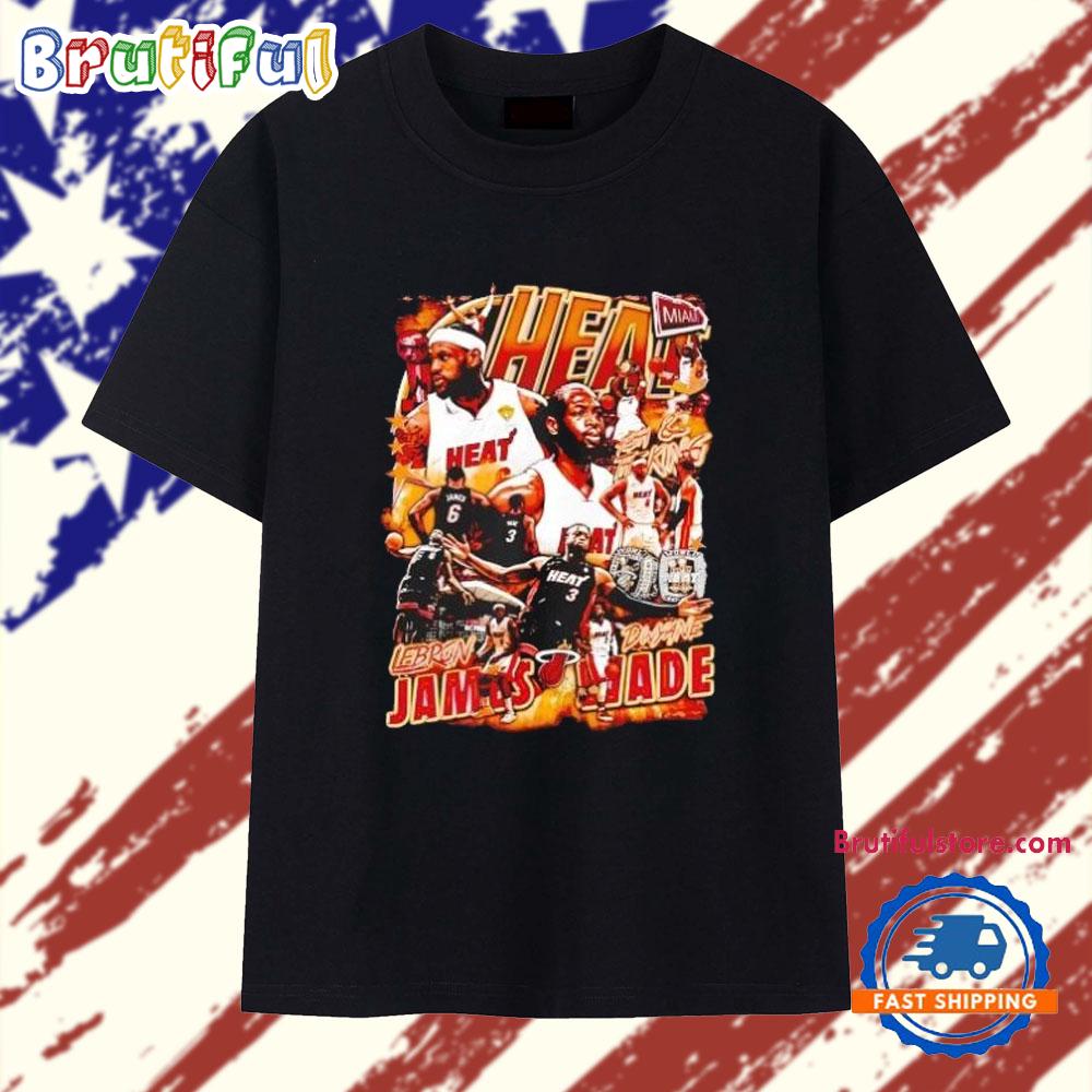 LeBron James and Dwyane Wade Miami Heat Picture Collage T Shirt