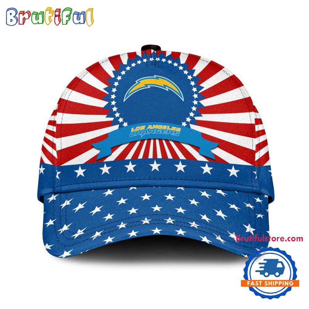Los Angeles Chargers American Flag Pattern Independence Day Baseball Cap