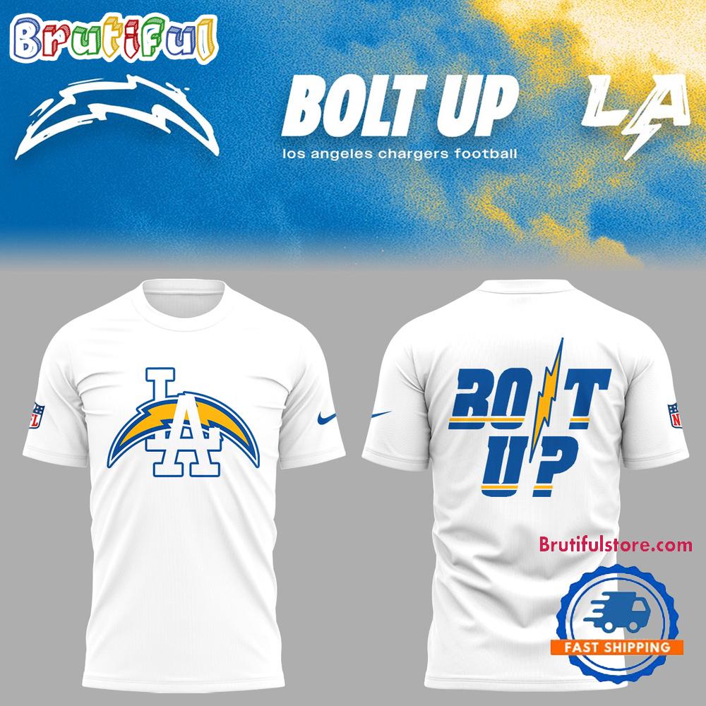 Los Angeles Chargers Bolt Up Shirt 2025 White 3D Shirt