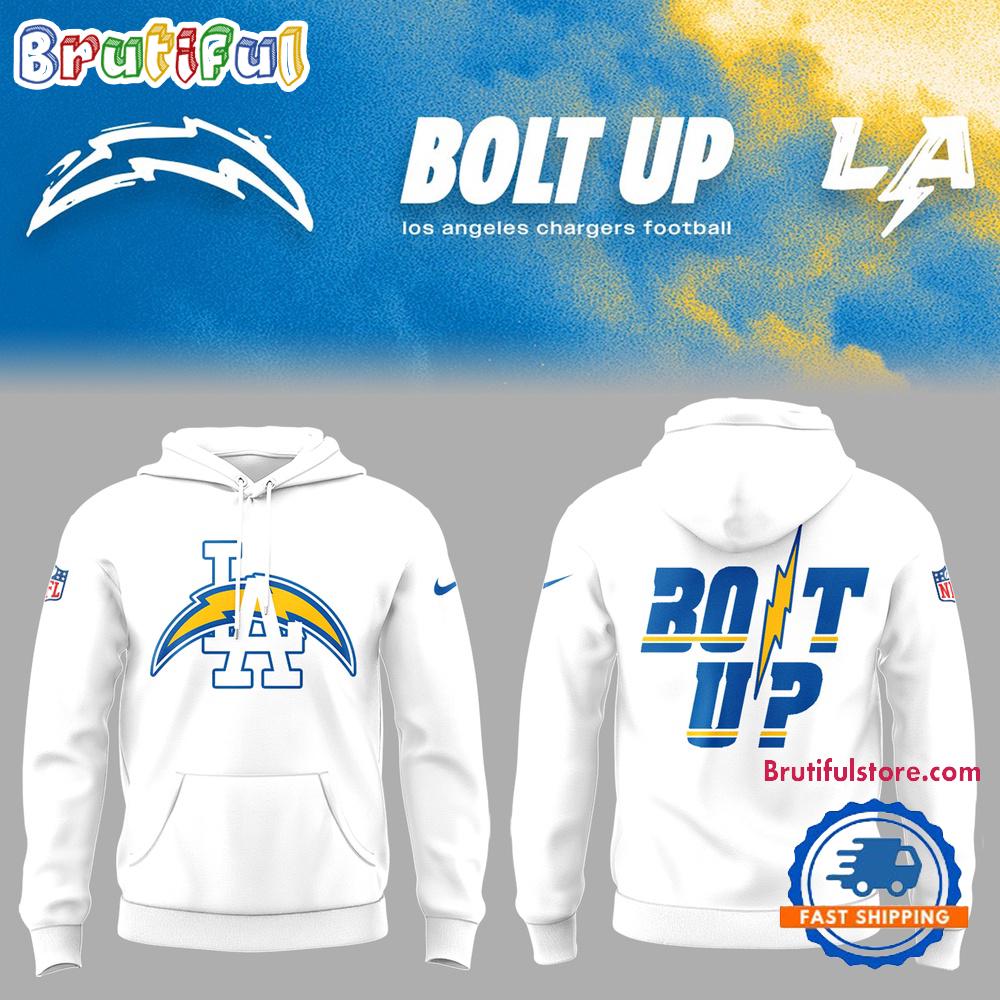 Los Angeles Chargers Bolt Up Shirt 2025 White Hoodie Shirt