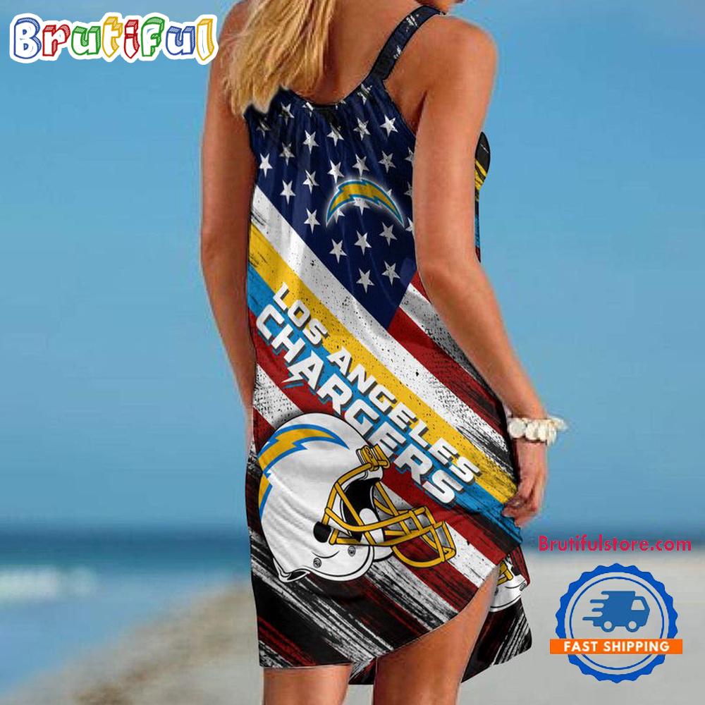 Los Angeles Chargers USA Independence Day Women's Summer Beach Sling Dress