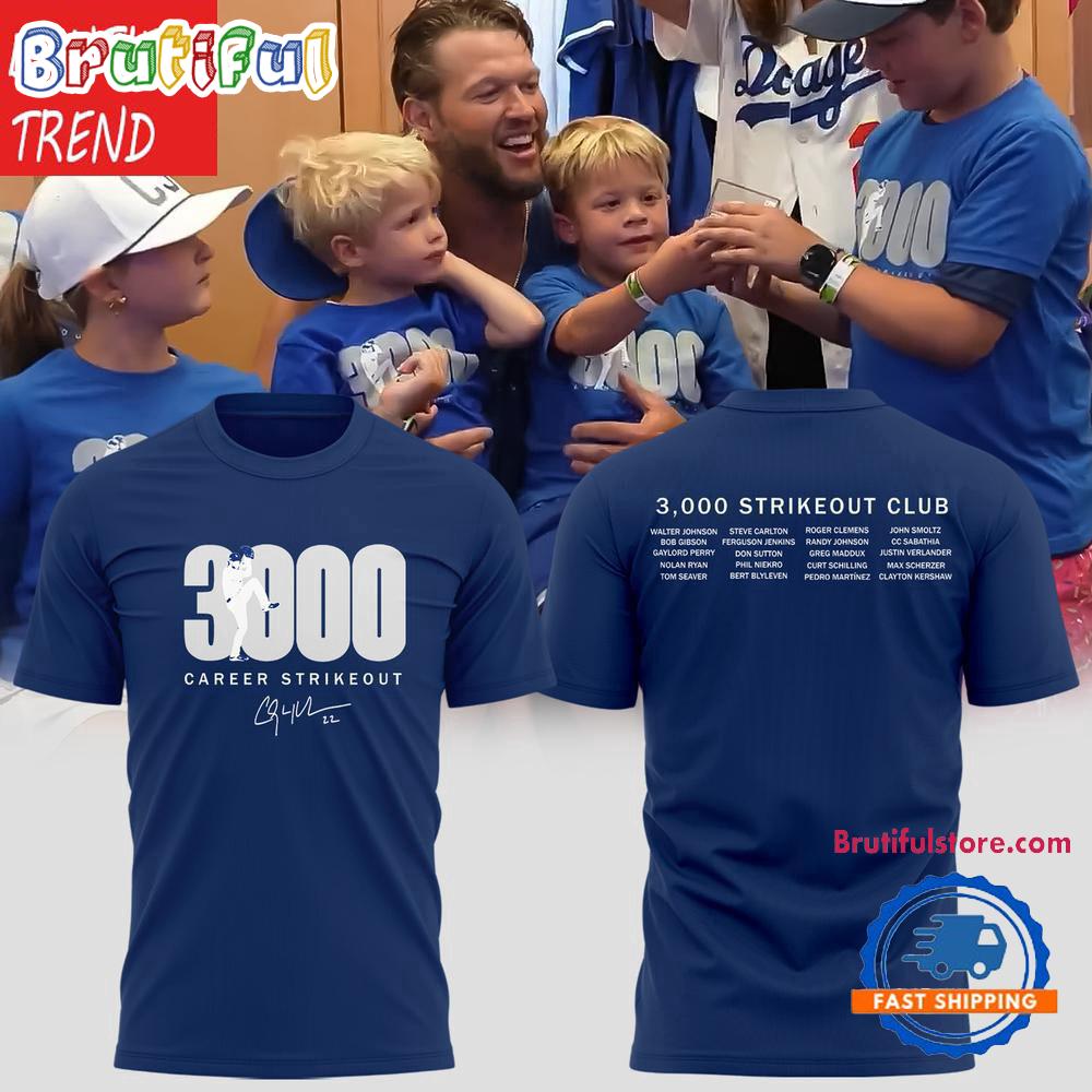 Los Angeles Dodgers Clayton Kershaw’s 3,000th-Strikeout Unisex 3D Shirt