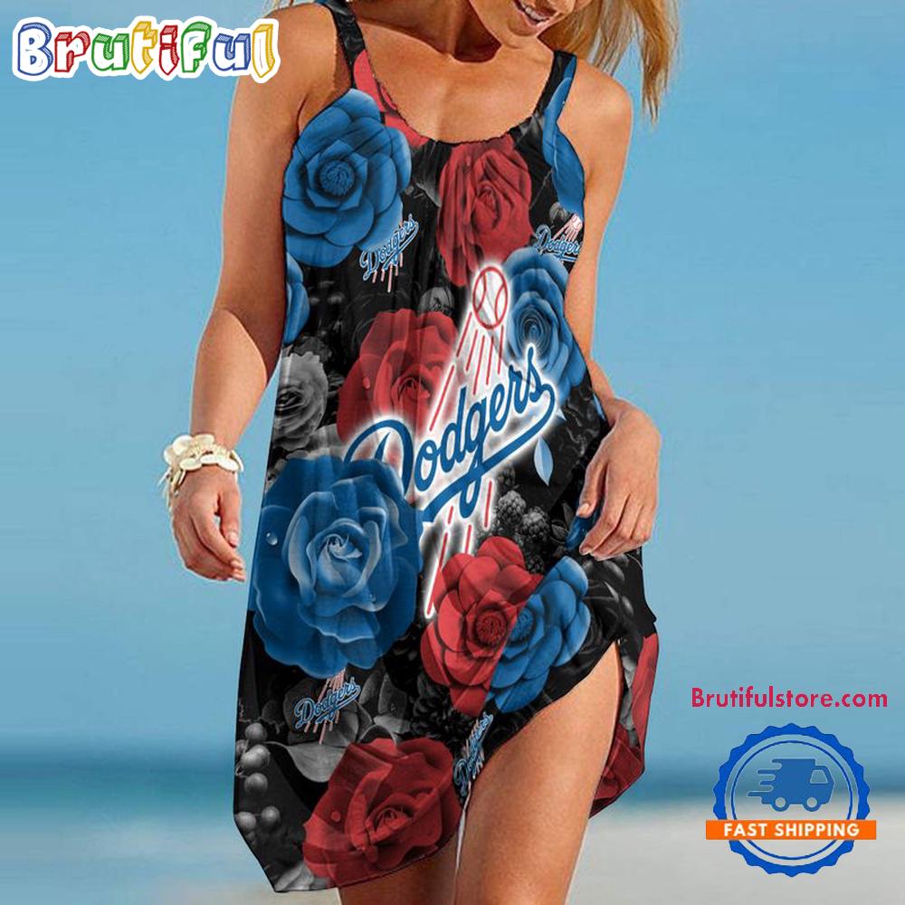 Los Angeles Dodgers Flower Women’s Summer Beach Sling Dress