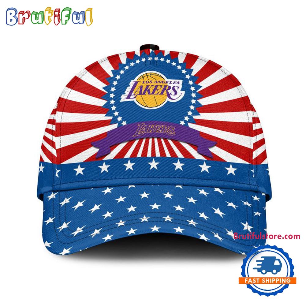 Los Angeles Lakers American Flag Pattern Independence Day Baseball Cap