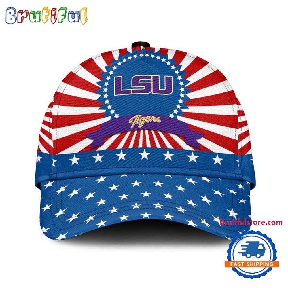 LSU Tigers American Flag Pattern Independence Day Baseball Cap