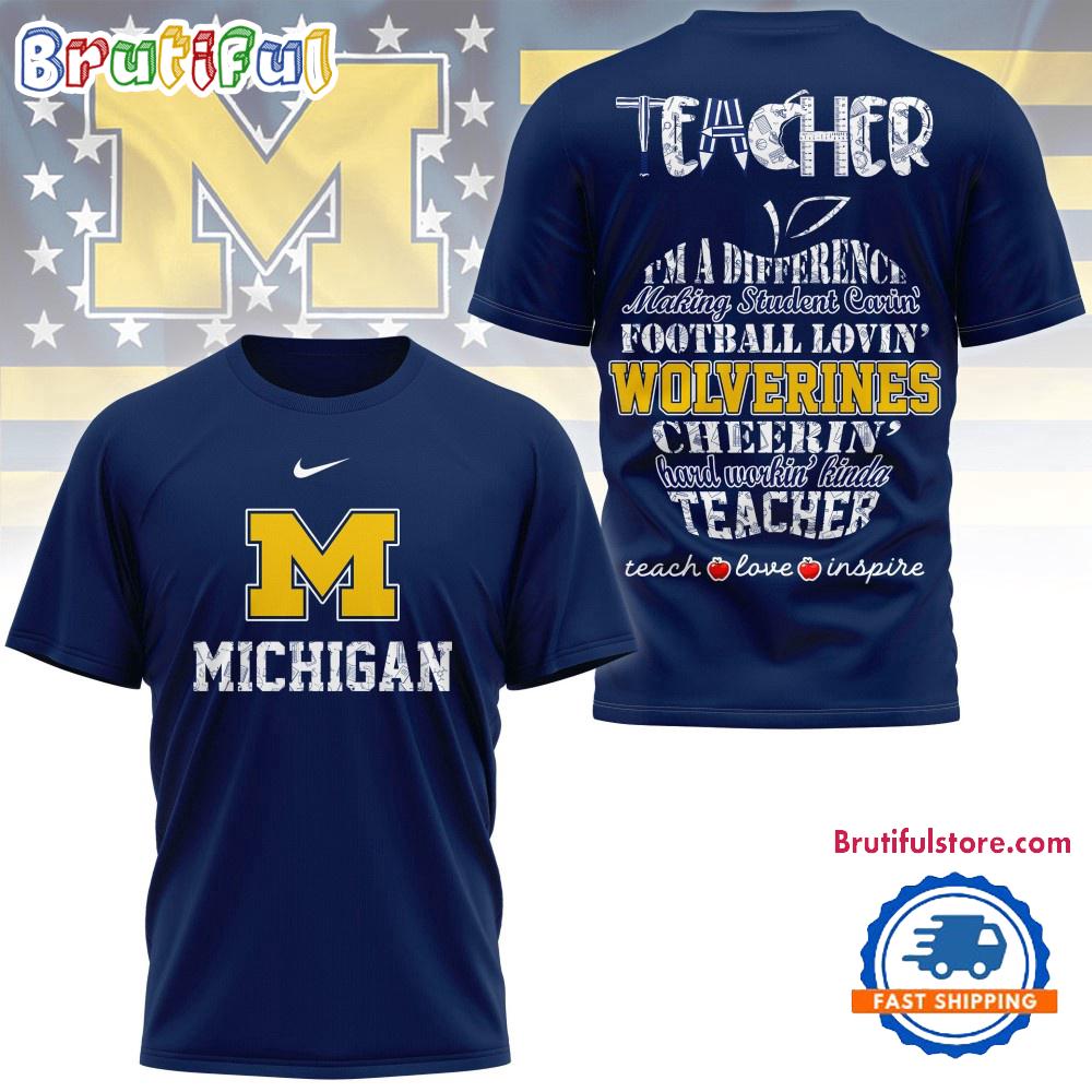 Michigan Wolverines Teacher Teach Love Inspire All Over Print Shirt