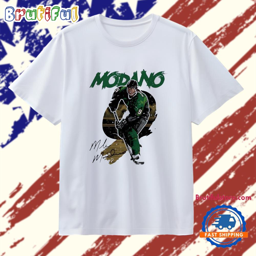 Mike Modano #9 Dallas Stars Rough Signature T Shirt