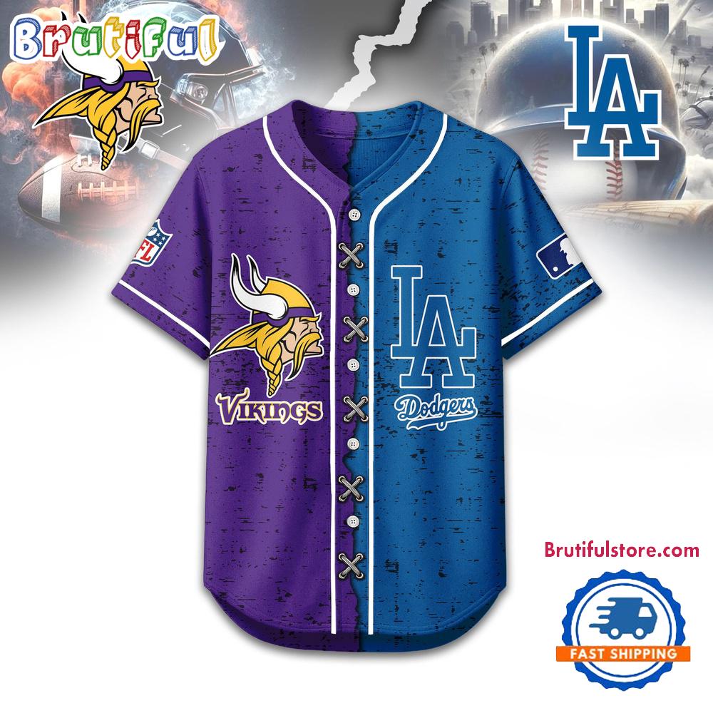 Minnesota Vikings x Los Angeles Dodgers Sporty Baseball Jersey