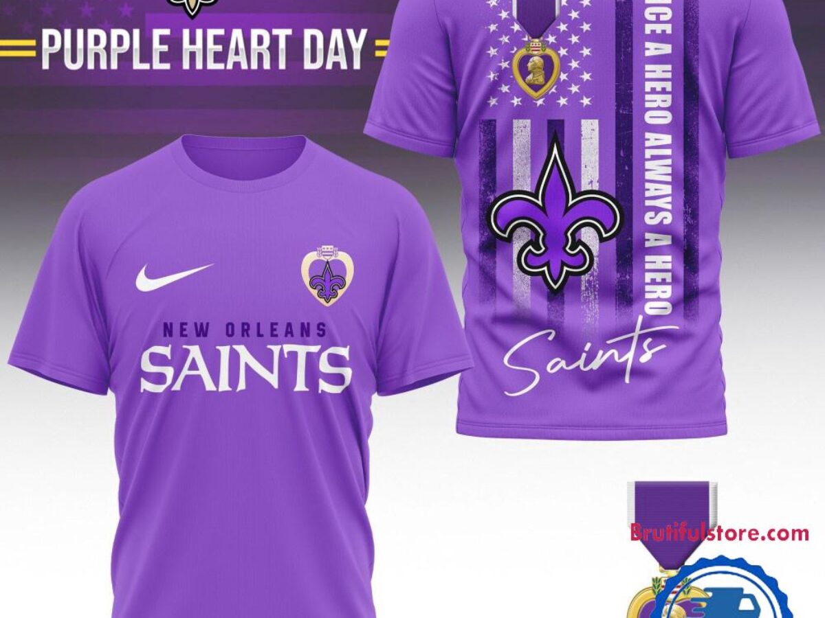 New Orleans Saints National Purple Heart Day Limited Edition 3D Shirt