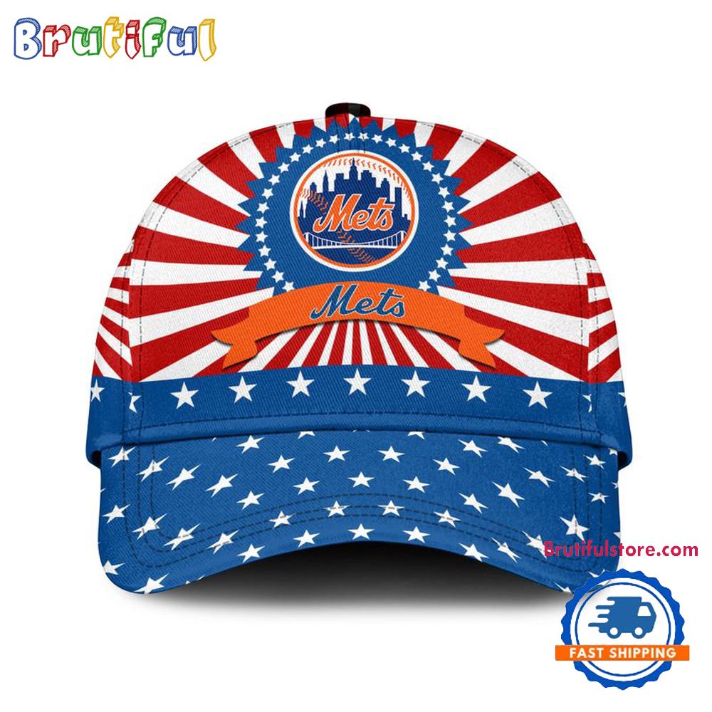 New York Mets American Flag Pattern Independence Day Baseball Cap