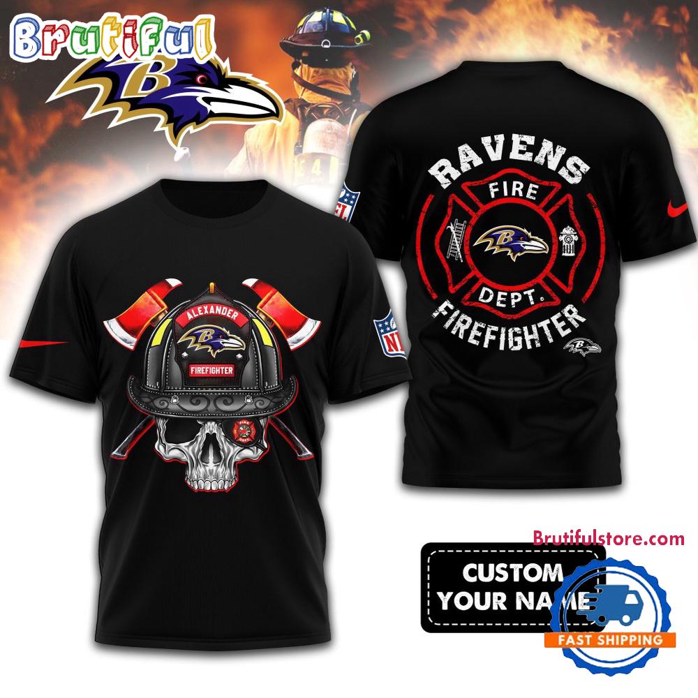 NFL Baltimore Ravens Football Team Fire Fighter Unisex 3D Shirt