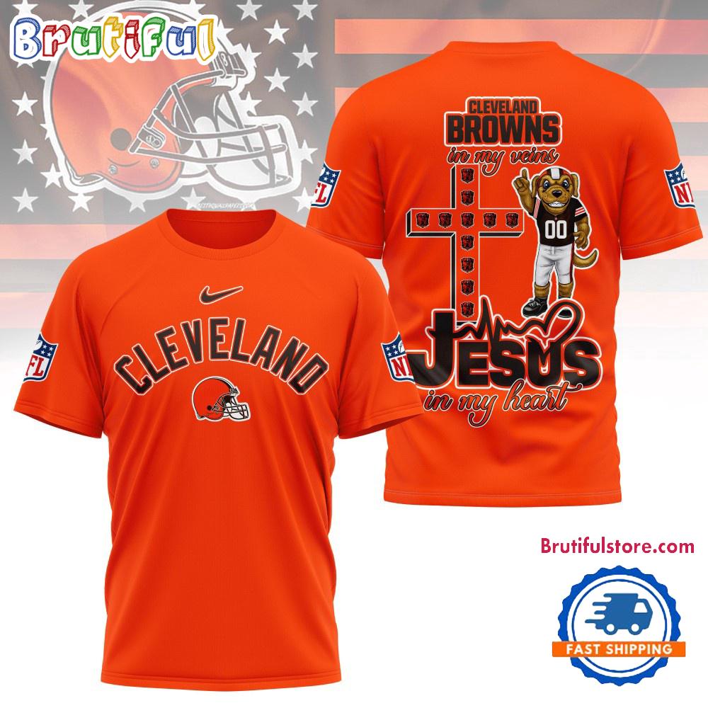 NFL Cleveland Browns Jesus In My Veins In My Heart All Over Print Shirt