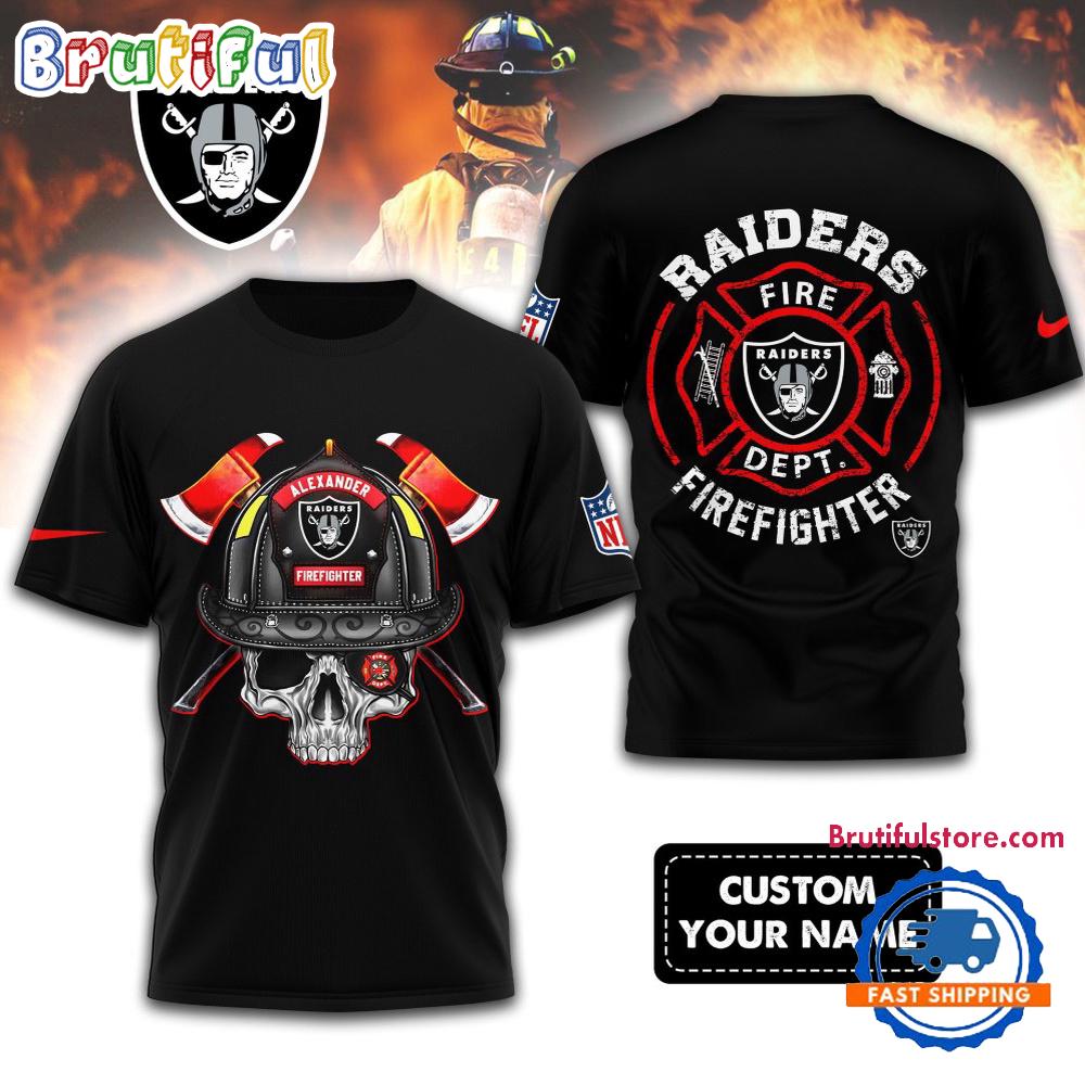 NFL Las Vegas Raiders Football Team Fire Fighter Unisex 3D Shirt