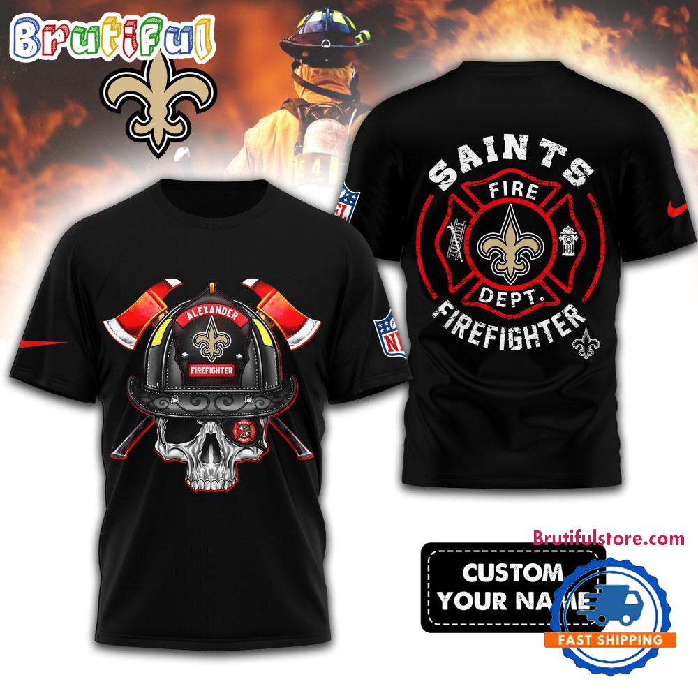 NFL New Orleans Saints Football Team Fire Fighter Unisex 3D Shirt