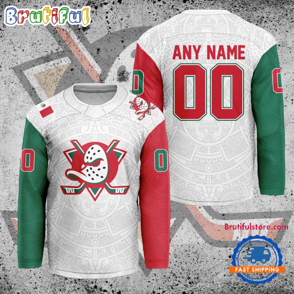 NHL Anaheim Ducks Personalized Mexican Heritage Hockey Jersey