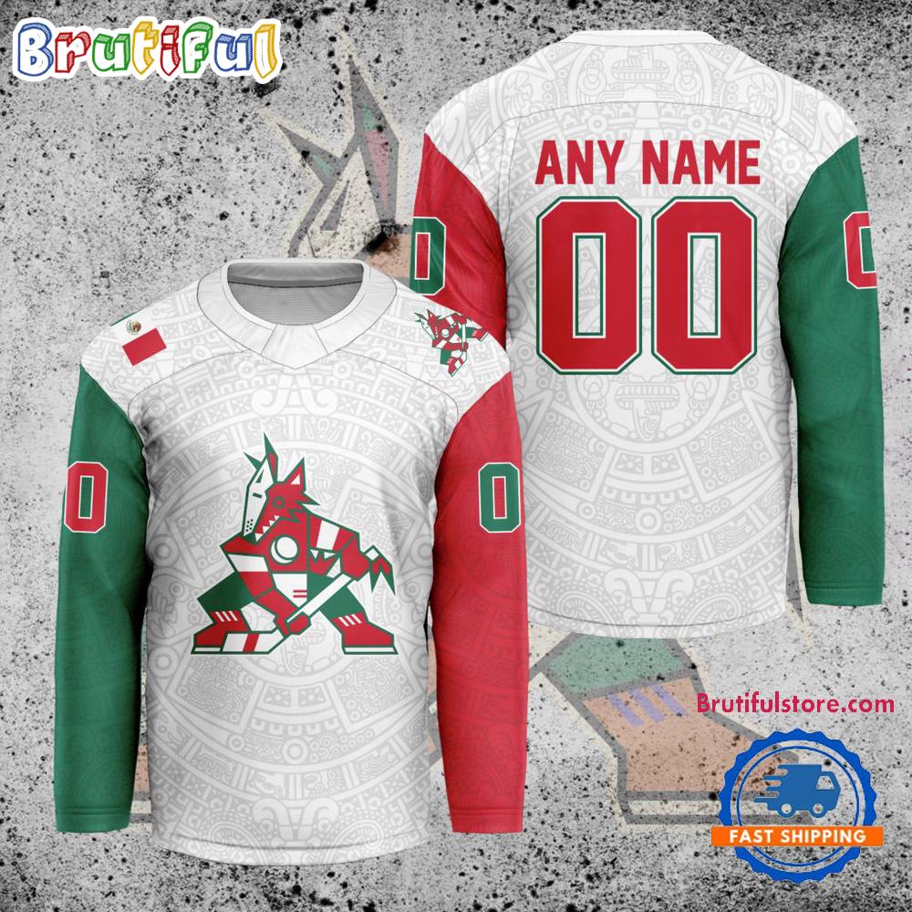 NHL Arizona Coyotes Personalized Mexican Heritage Hockey Jersey