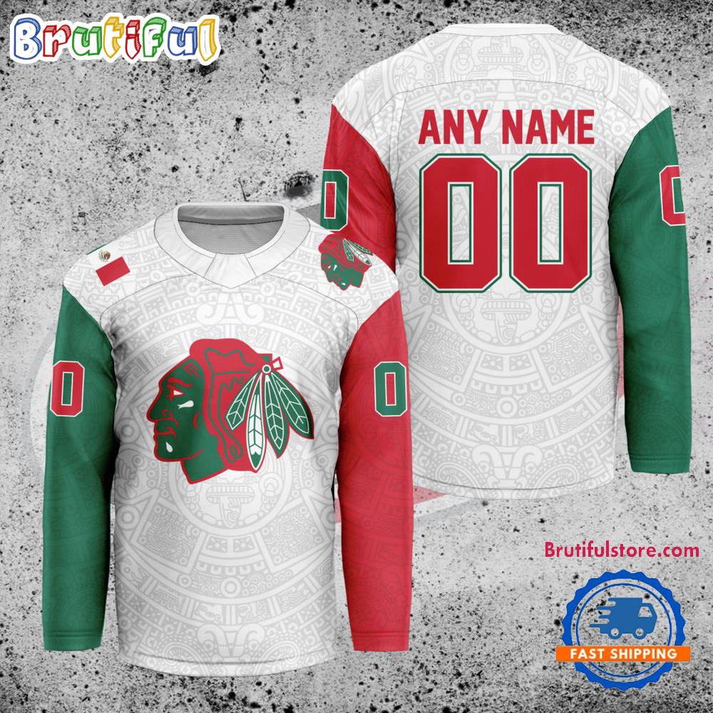 NHL Chicago Blackhawks Personalized Mexican Heritage Hockey Jersey