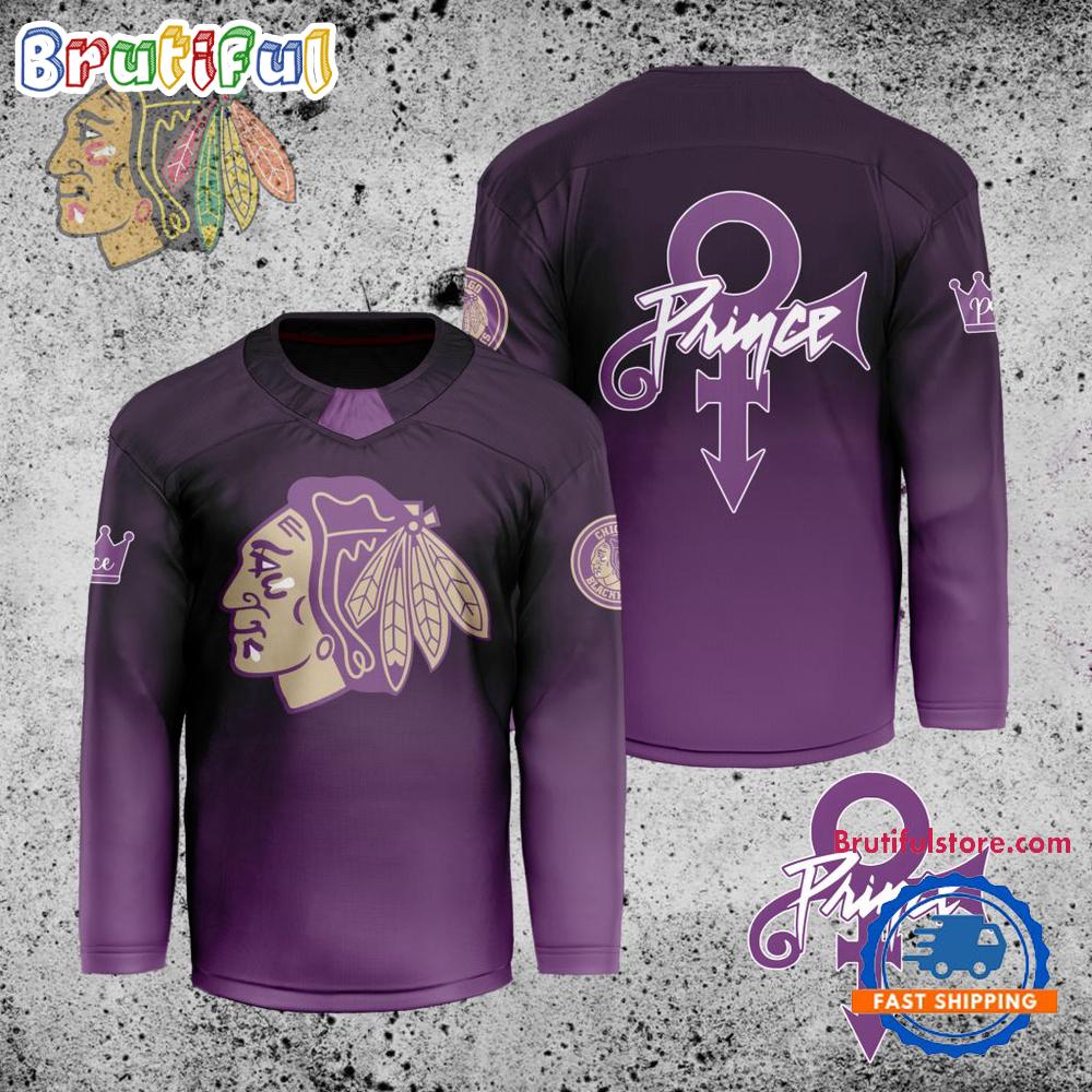 NHL Chicago Blackhawks Personalized Prince Night Hockey Jersey