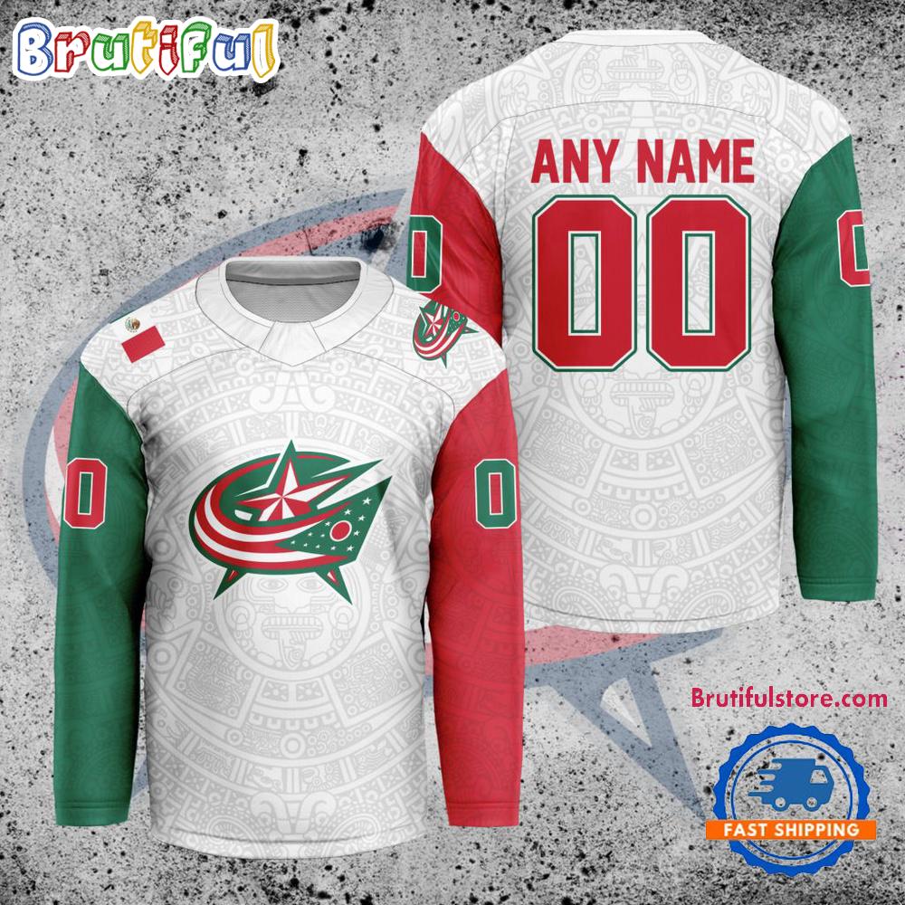 NHL Columbus Blue Jackets Personalized Mexican Heritage Hockey Jersey