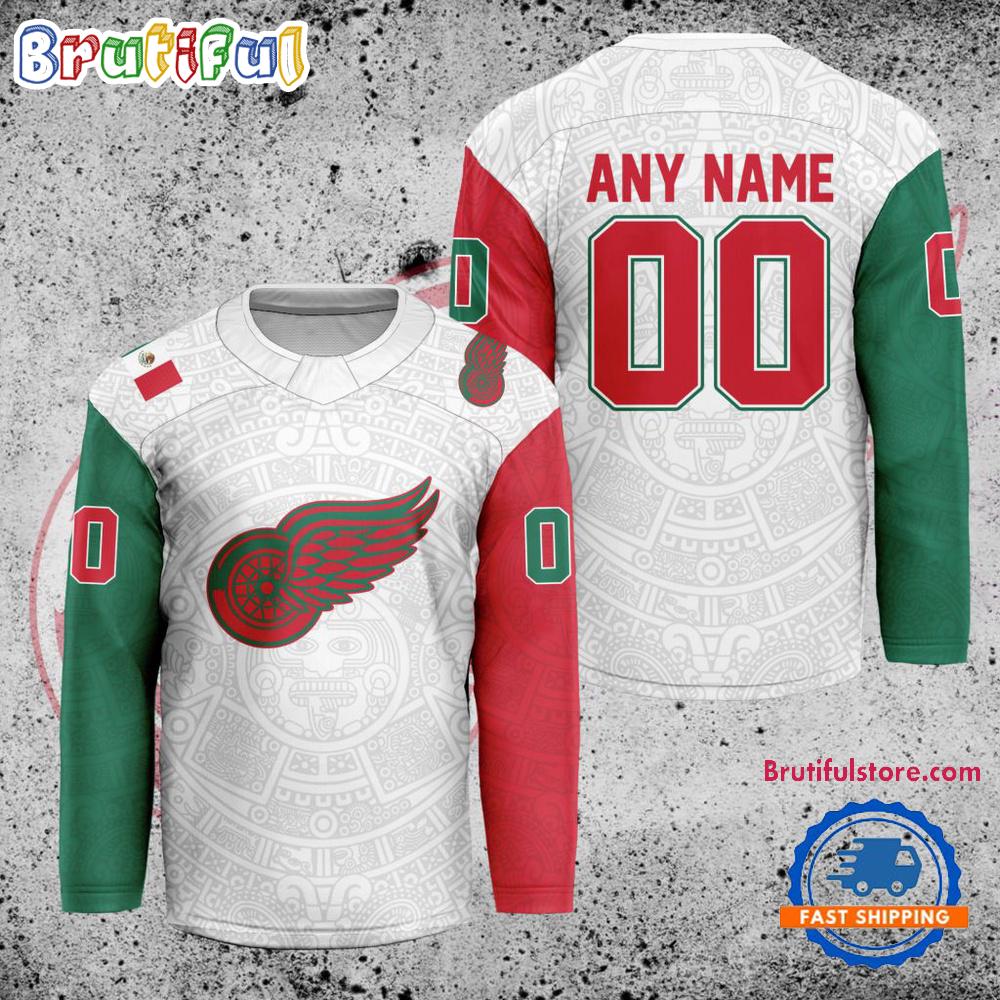 NHL Detroit Red Wings Personalized Mexican Heritage Hockey Jersey