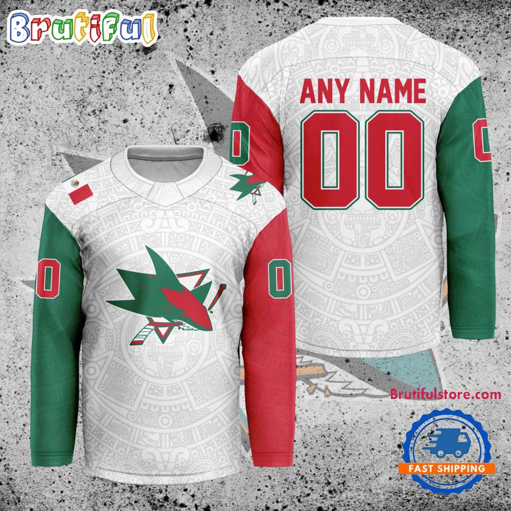 NHL San Jose Sharks Personalized Mexican Heritage Hockey Jersey