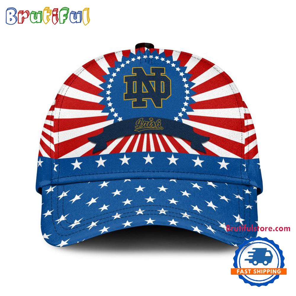 Notre Dame American Flag Pattern Independence Day Baseball Cap