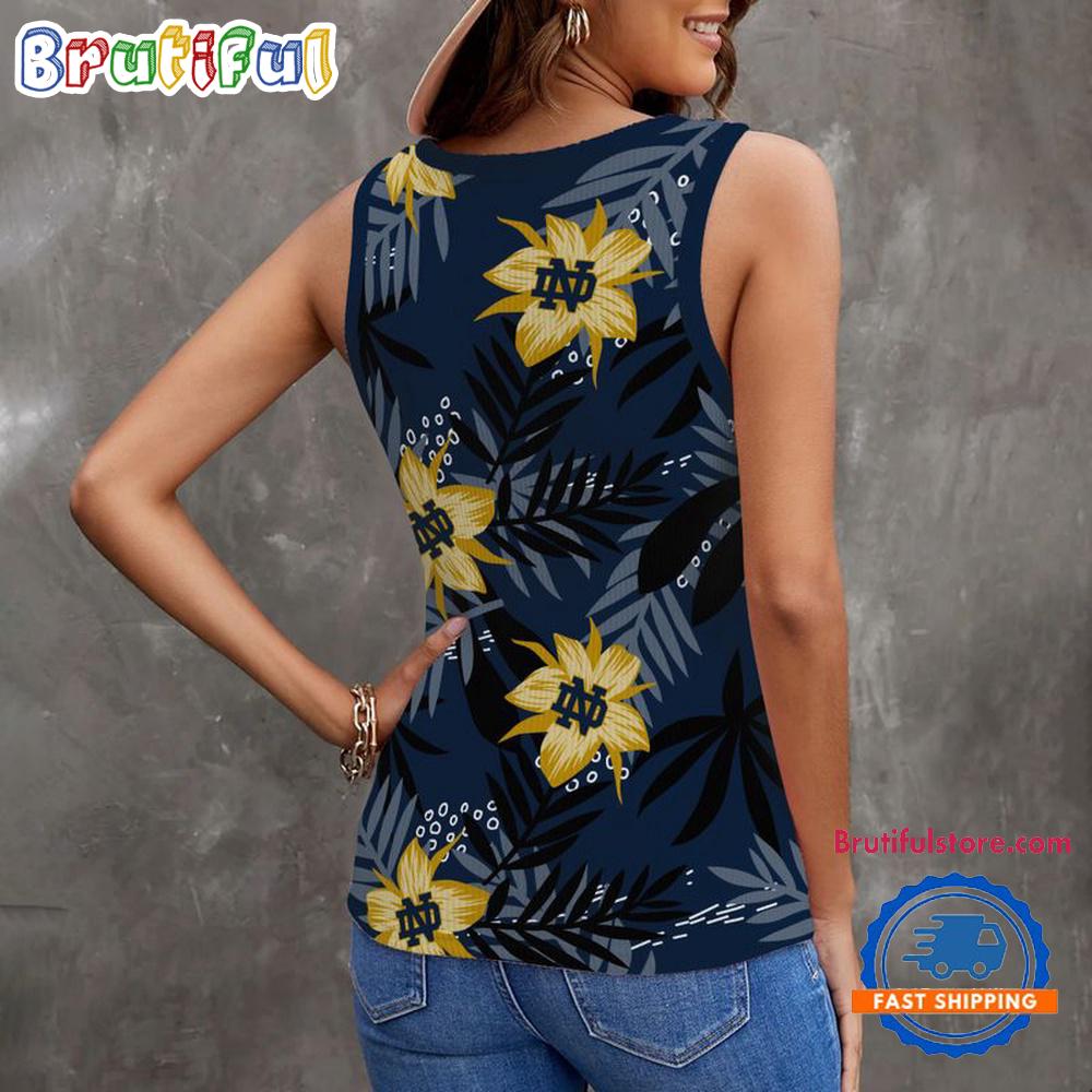 Notre Dame Hibiscus Pattern Women's V-Neck Ribbed Tank Top
