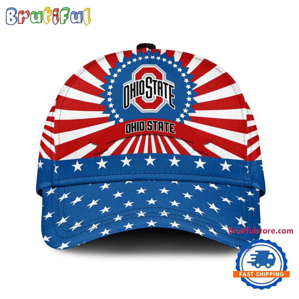 Ohio State Buckeyes American Flag Pattern Independence Day Baseball Cap