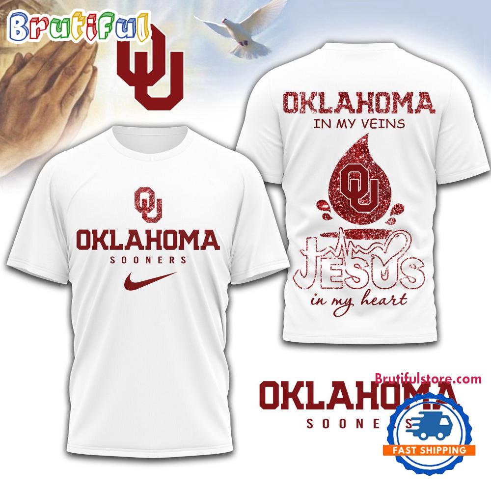 Oklahoma Sooners Jesus In My Heart Unissex 3D Shirt