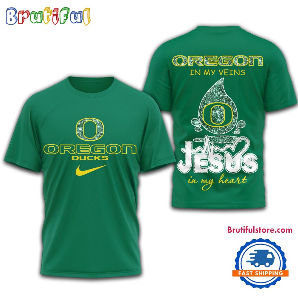 Oregon Ducks Jesus In My Heart All Over Print Shirt