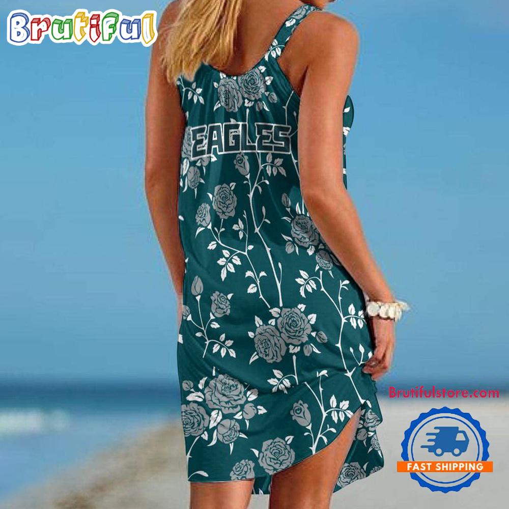 Philadelphia Eagles Flower Women’s Summer Beach Sling Dress